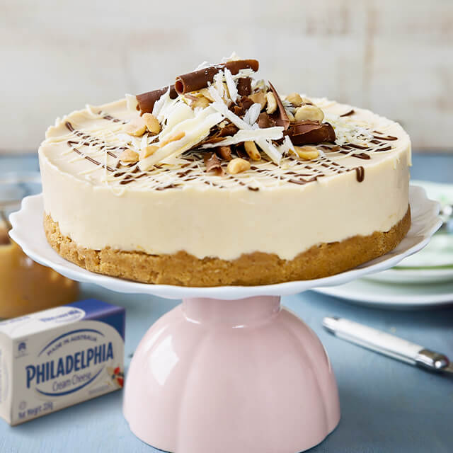 WHITE CHOC & PEANUT CHEESECAKE